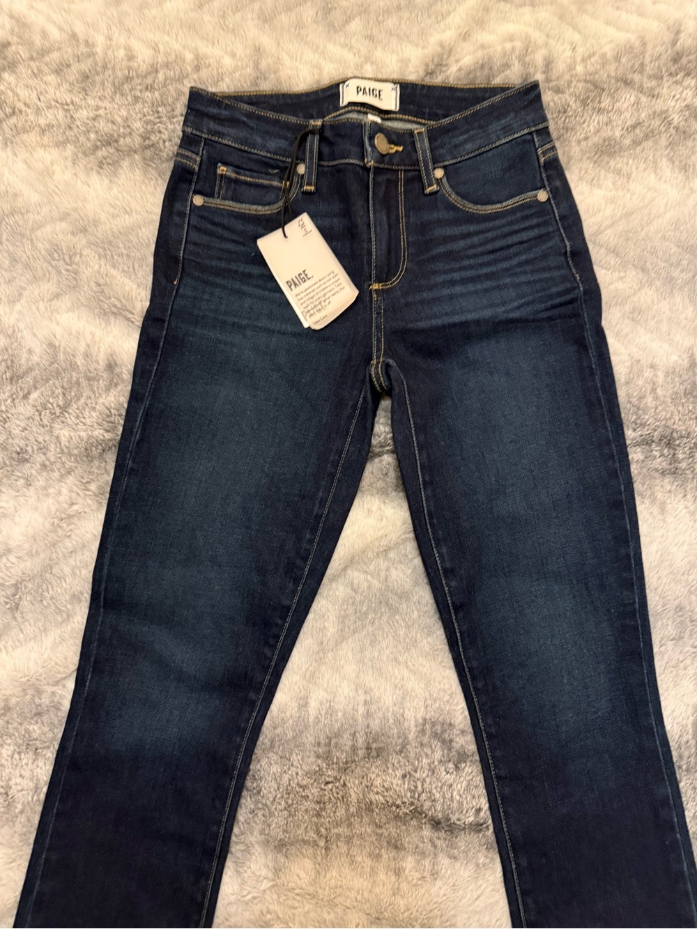 NWT PAIGE Women's Dark Blue High-Rise Slim Jeans 24
